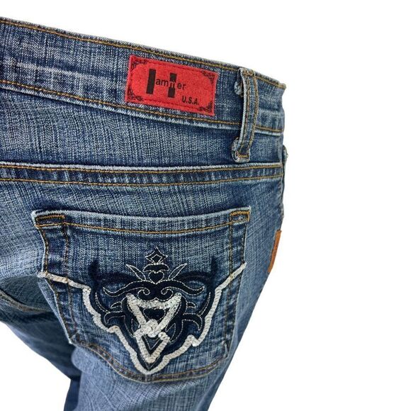 90s Hammer USA Bootcut Denim Jeans Embellished Back Pockets Size Junior 13 - Picture 6 of 13
